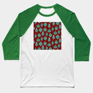 Red and Green Christmas Bubbles Baseball T-Shirt